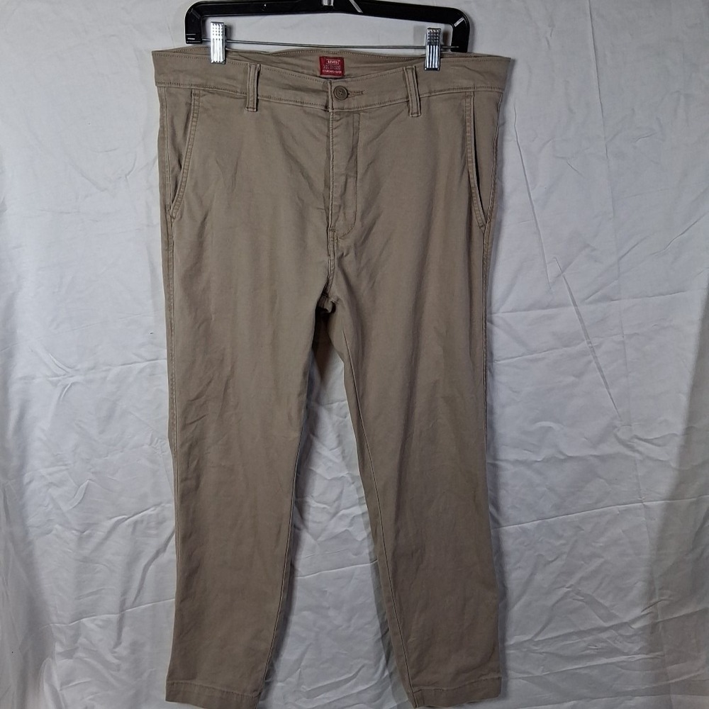 Levis Chino Standar Taper Mems 34x28 Khaki Beige Stretchable‎ Inseam 27